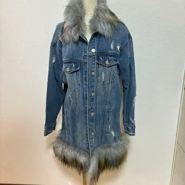 데님 퍼 롱 자켓