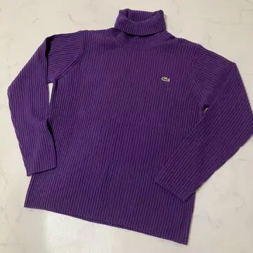 라코스테 터틀넥 리브 니트 퍼플 울 100% 4 L 사이즈