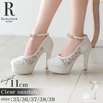 Tika 앵클 비쥬 스트랩 디자인 레이스 펌프스 11cm