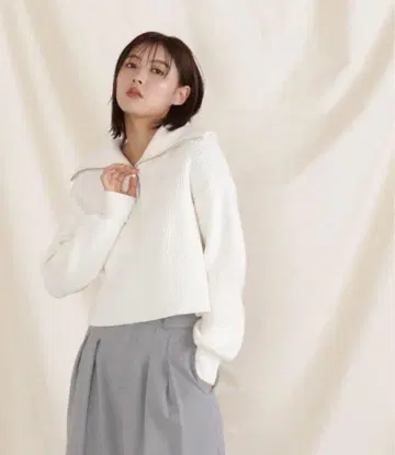 빅 칼라 하프 지퍼 니트탑 JILL by JILL STUART