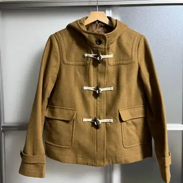 무인양품 브라운 더플 코트 후드 부착