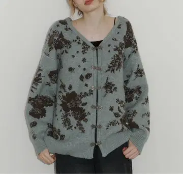 idem 꽃무늬 자카드 가디건