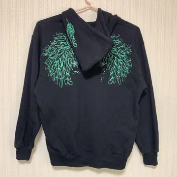 h.NAOTO 후드티 깃털 그린 라메