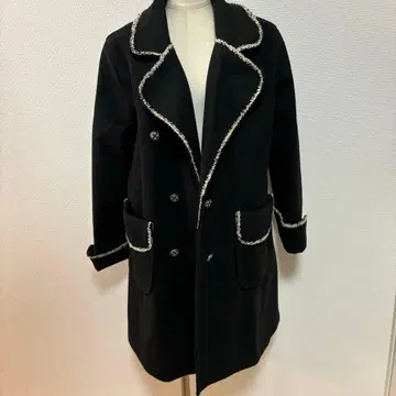 블랙 x 트위드 롱 코트