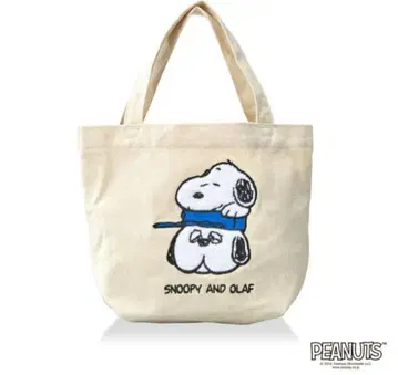 택 포함 새상품 스누피 & 올라프 자수 미니 토트백