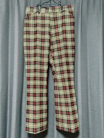 체크 무늬 플레어 슬랙스