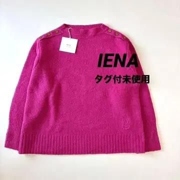 택 포함 미사용 캐시미어 블렌드 핑크 버튼 긴팔 스웨터 IENA 이에나