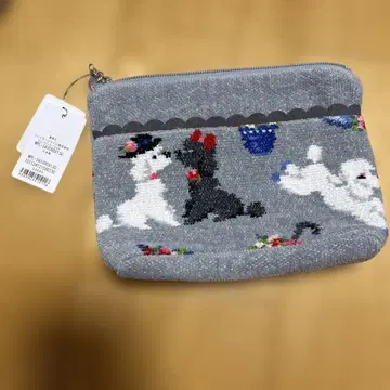 페이러 강아지 자수 그레이 파우치