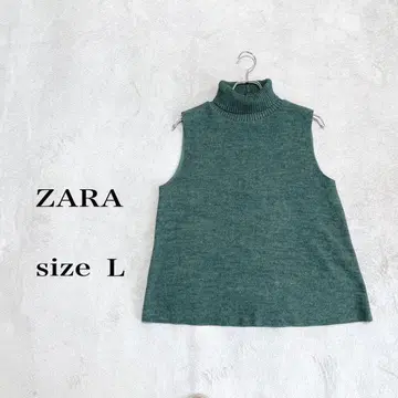 ZARA 그린 터틀넥 슬리브리스 니트 사이즈 L