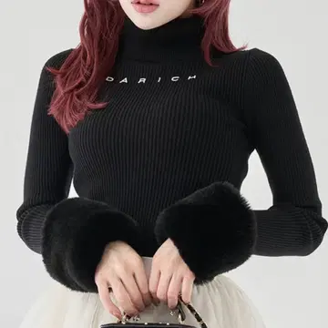 darich 스무스 퍼 리브 니트탑 black