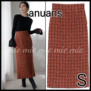 anuans 아뉴앙스 트위드 타이트 스커트 오렌지 S