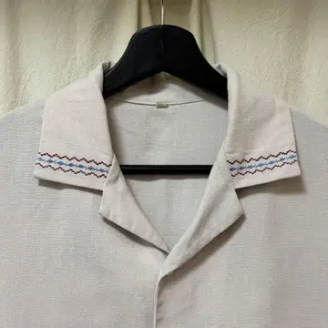 멕시칸 셔츠 라이트 그레이 자수 반팔 셔츠