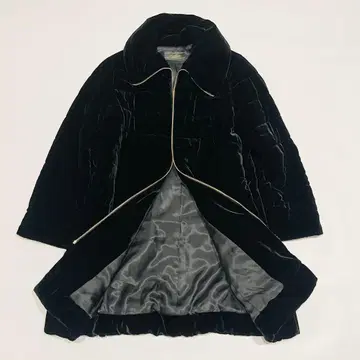 [새상품급] Leilian 실크 벨벳 롱 코트 블랙 충전솜 빅