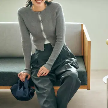 [ 미사용 ] LIBJOIE 숏 컬러 가디건 그레이