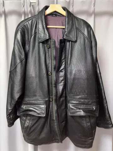 블랙 가죽 코트