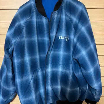 XLARGE 봄버 자켓 파랑과 블랙 체크