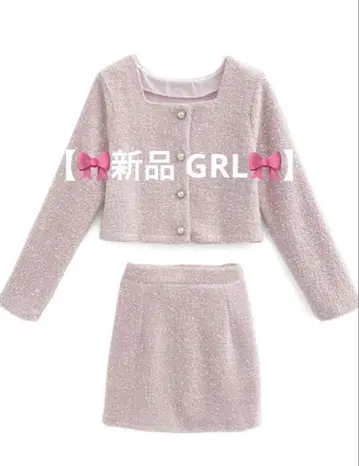 새상품 GRL 라메 샤기 자켓 x 미니 스커트 셋업