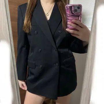 블랙 더블 브레스트 테일러드 자켓