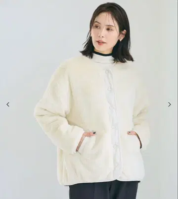 아이보리 플리스 퀼팅 자켓