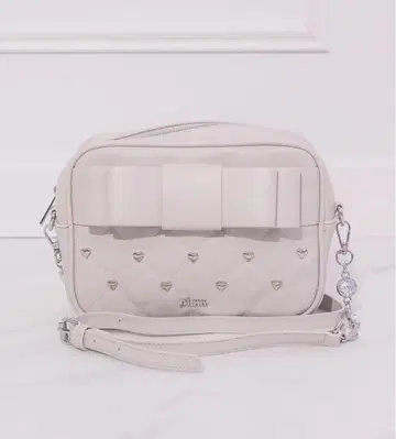 pium 피움 하트 퀼팅 리본 미니백 핑크