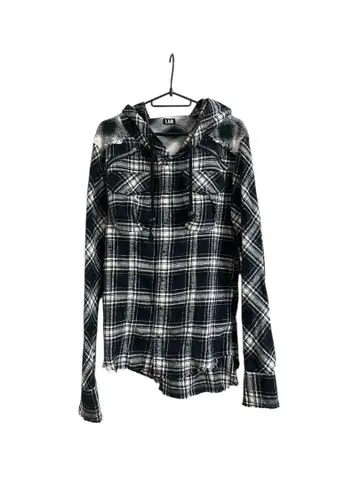 L.G.B. 르그랑블루 후드 부착 체크 셔츠 V계 헤이세이