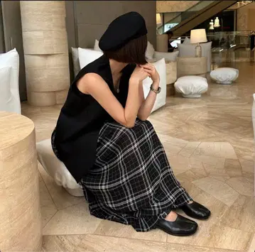 모노톤 체크 스커트 사이즈 2
