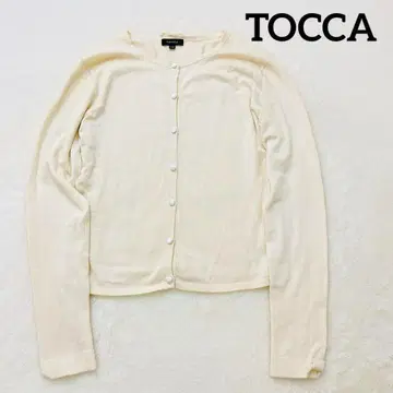 새상품급 토카 가디건 긴팔 실크 x 울 싸개 버튼 리본 XS