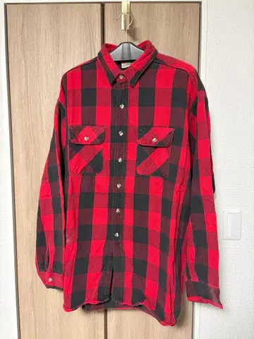 파이브 브라더스 90s 버팔로 체크 플란넬 셔츠 빨강 검정