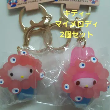 미야쿠미야쿠 산리오 클리어 컬러 키링 키티 마이멜로디 2개