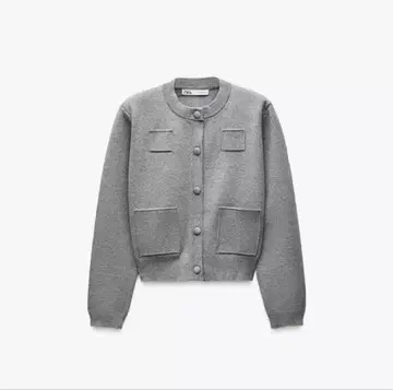 Zara 플레인 니트 자켓 패디드 숄더 M