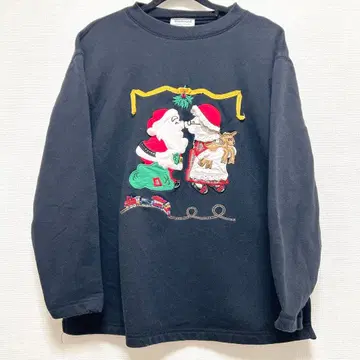 057 아플리케 산타 블랙 크리스마스 트레이닝복 귀여운