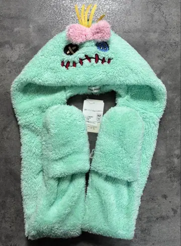 미사용 새상품 디즈니 스티치 스크램프 머플러 팬캡 아베일