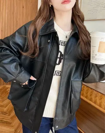 moment+ 인조 가죽 블루종