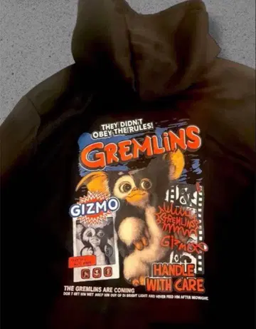 [ 레어 패턴 ] 그렘린 기즈모 후드티 XL 영화 블랙 빅 실루엣