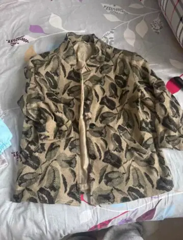 잎 패턴 자수 캐주얼 긴팔 셔츠