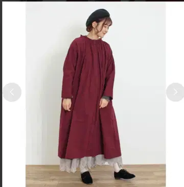 새상품 Samansa Mos2 패턴 모듬 셔링 넥 원피스, 퍼플