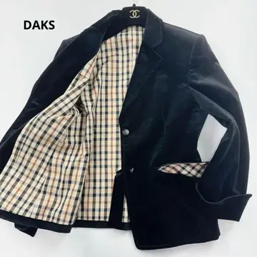 닥스 벨로아 테일러드 자켓 안감 하우스 체크 가죽 버튼 각인