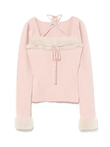 BUBBLES 버블스 퍼 리본 니트탑 핑크