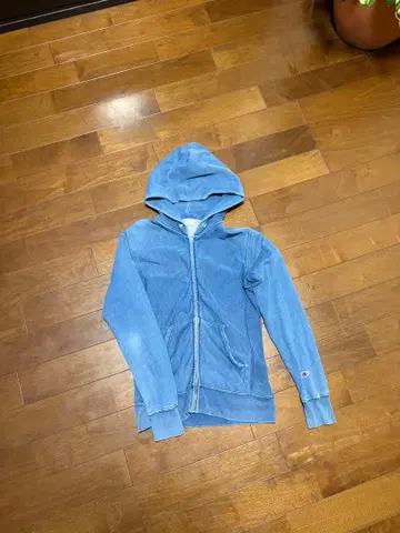 Champion 블루 데님 소재 집업 후드티 리버스 위브