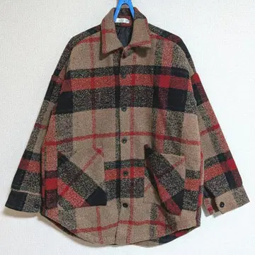 AIJI 체크 무늬 셔츠 자켓