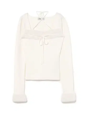 BUBBLES 퍼 리본 니트탑 화이트