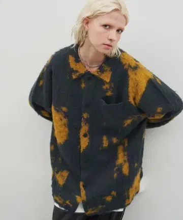 AIVER 추상 모헤어 니트 가디건