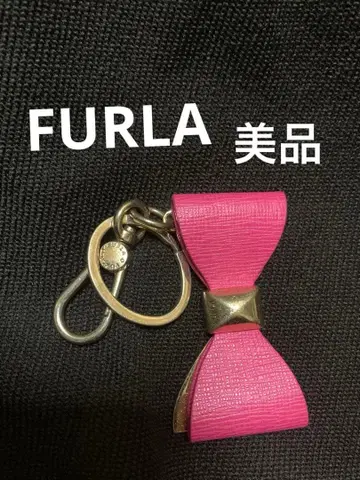 FURLA 핑크 리본 모양 키링. 새상품급. 백참 등으로 활용 가능.