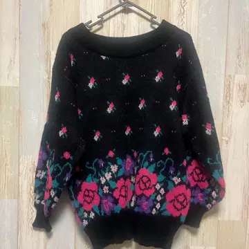 구제 의류 컬러풀 꽃 패턴 니트 스웨터 긴팔