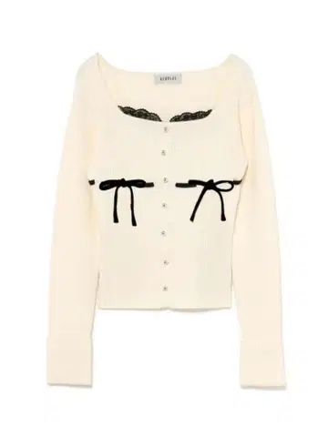 bubbles 리본 케이블 니트탑 화이트