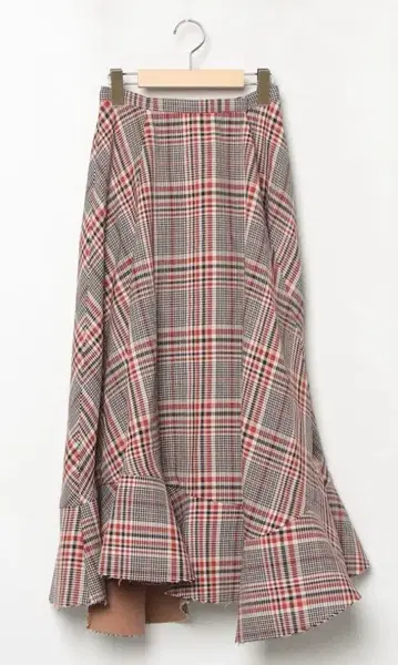 클라네 비대칭 헴 체크 스커트