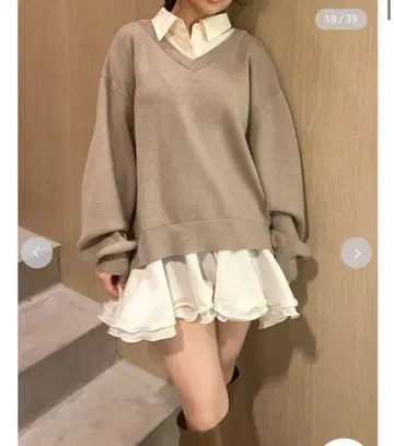 셔츠 도킹 프릴 미니 원피스