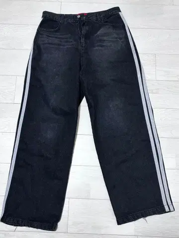 EDEN 블랙 와이드 데님 팬츠 라인 데님