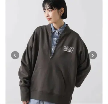 Gready Brilliant NYC 하프 지퍼 풀오버 차콜