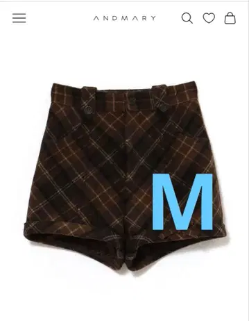 andmary 리본 체크 미니 팬츠 브라운 M